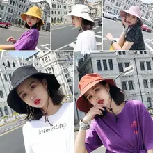 Унисекс Летние повседневные одноцветные Панамы с большим козырьком Bob Рыбацкая Солнцезащитная пляжная кепка хип-хоп Панама рыболовная Кепка s Уличная