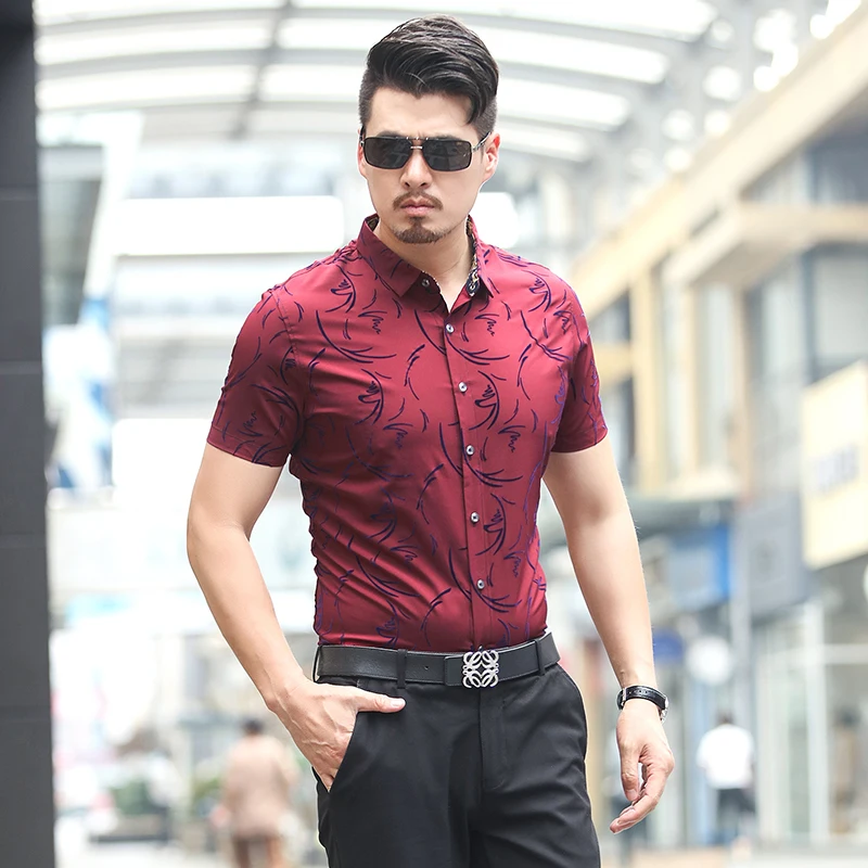 2016 Summer Striped Shirt Men Fashion Short Sleeve Shirt Slim Fit ...