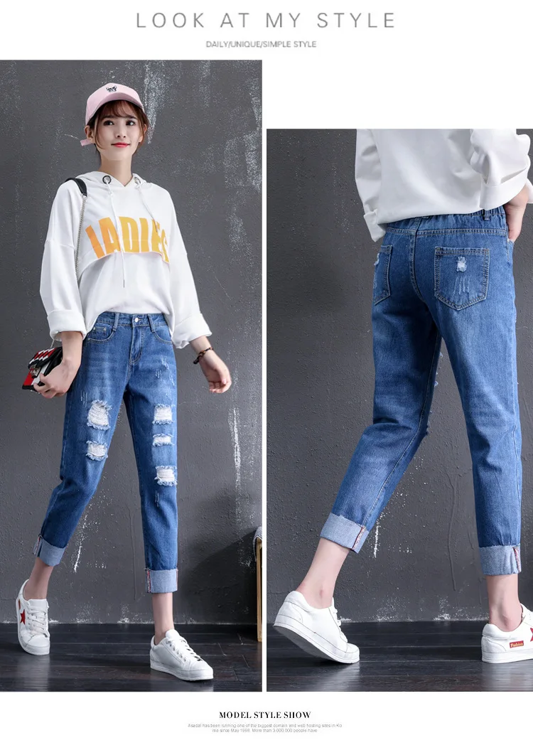 Рваные джинсы в мужском стиле для женщин 2019, винтажные потертые свободные хлопковые брюки, джинсы для женщин, джинсовые потертые брюки для