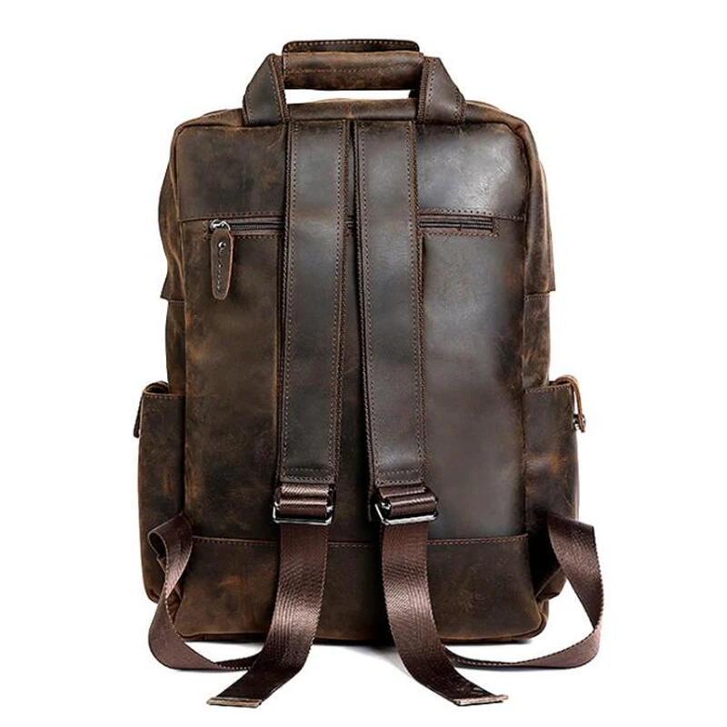 Мужские рюкзаки ручной работы из натуральной кожи, винтажный рюкзак для ноутбука, высококачественные кожаные деловые рюкзаки