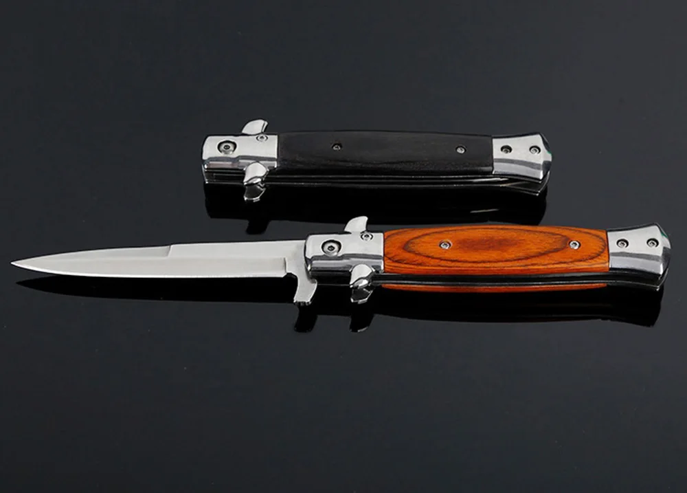 Сова OD050 изысканный Stiletto фиксированный тактический складной карманный нож 5Cr13 сталь черное дерево, палисандр ручка канцелярские выживания флип ножи