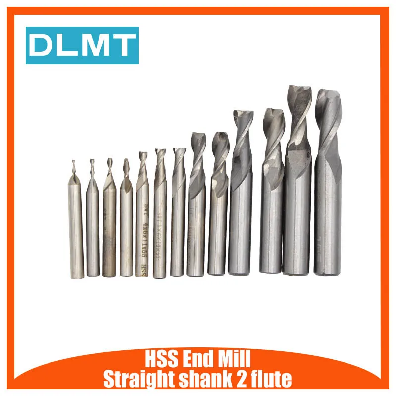 

1PC HSS CNC Straight Shank 2 Flute End Mill Cutter Drill Bit Metalworking Tool 1.5/2.5/5/7/9/11/13mm for Milling Machine