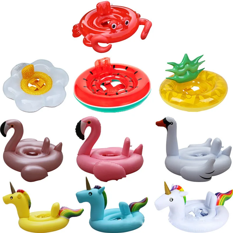 

Kids Flamingo Swimming Ring Baby Inflatable Pool Float Unicorn Ring Kids Pool Toy Watermelon Pineapple Crab Swan Flower Float