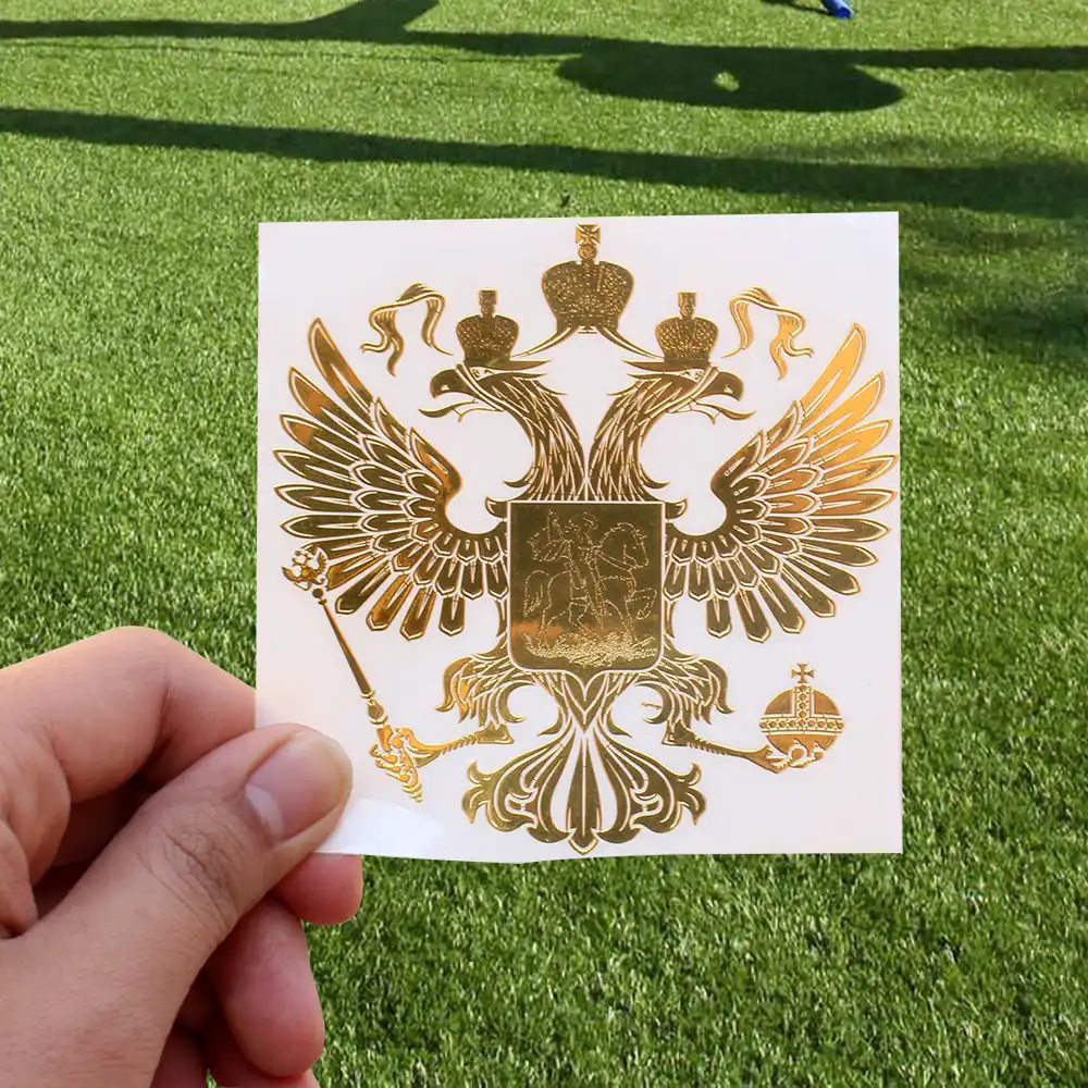 Rylybons Car Sticker Reflective Russian Federation Emblem Gold Eagle Saint George Metal Car Styling Sticker Car 1pcs 92cm92cm