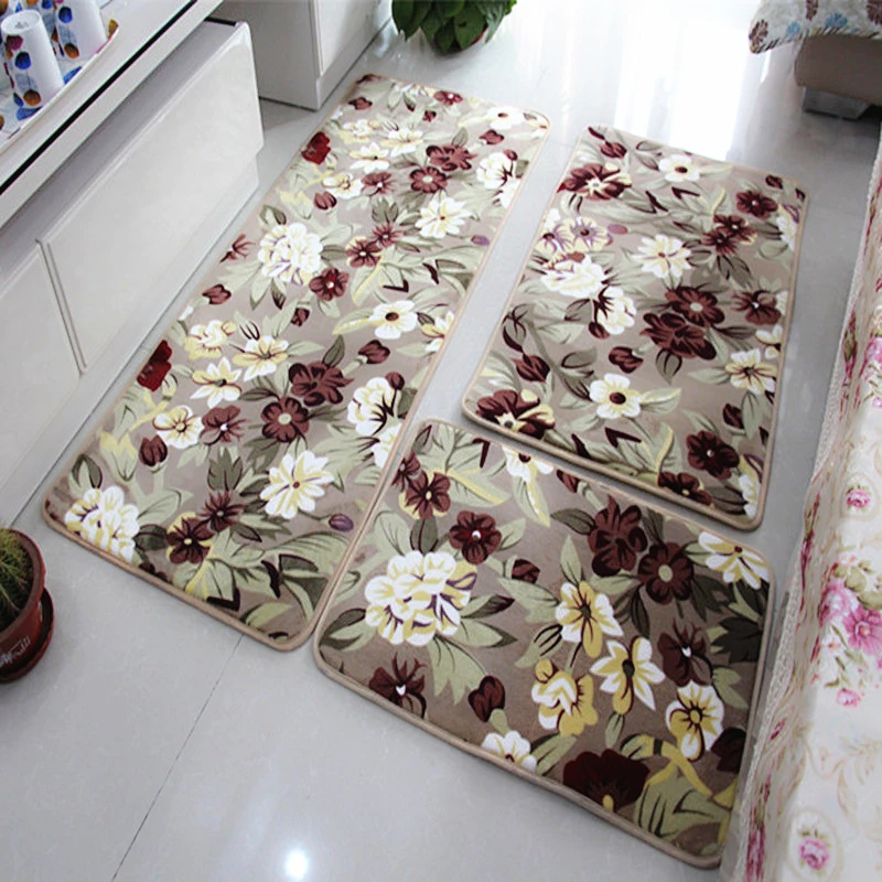 

3 pcs/set Large Size Coral Fleece Tapete Anti Slip Bathroom Kitchen Carpet Doormat Soft Floor Mat Rugs for Kitchen Salle De Bain