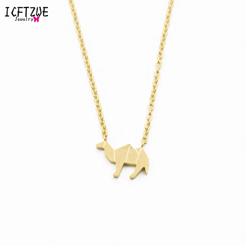 

ICFTZWE Fashion Choker Collar Bohemian Jewelry Gold Color Cute Tiny Origami Camel Charm Pendant Necklace for Women Wedding Gift