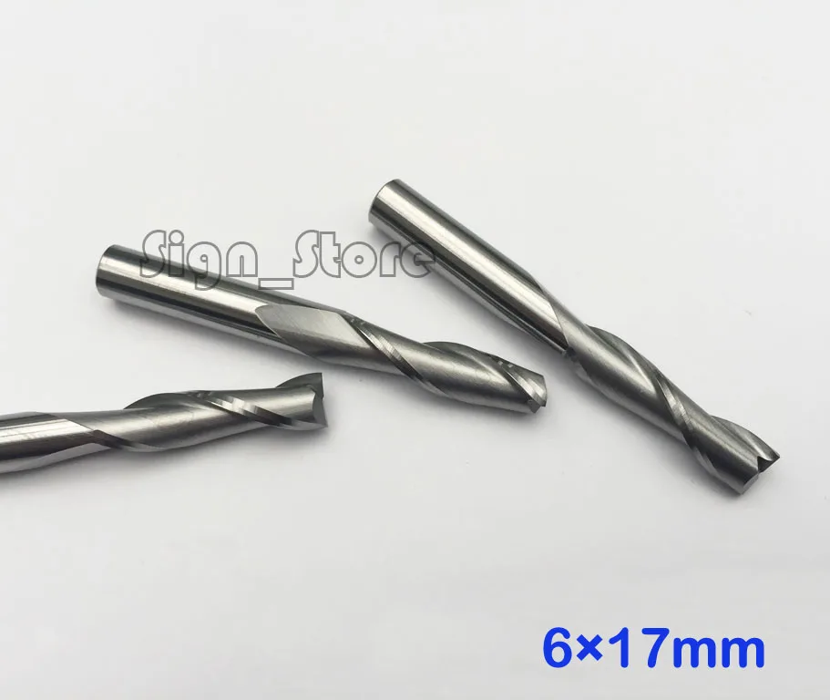 Free Ship 5pcs Solid Carbide 6mm Endmill Double Two Flute Spiral Bit