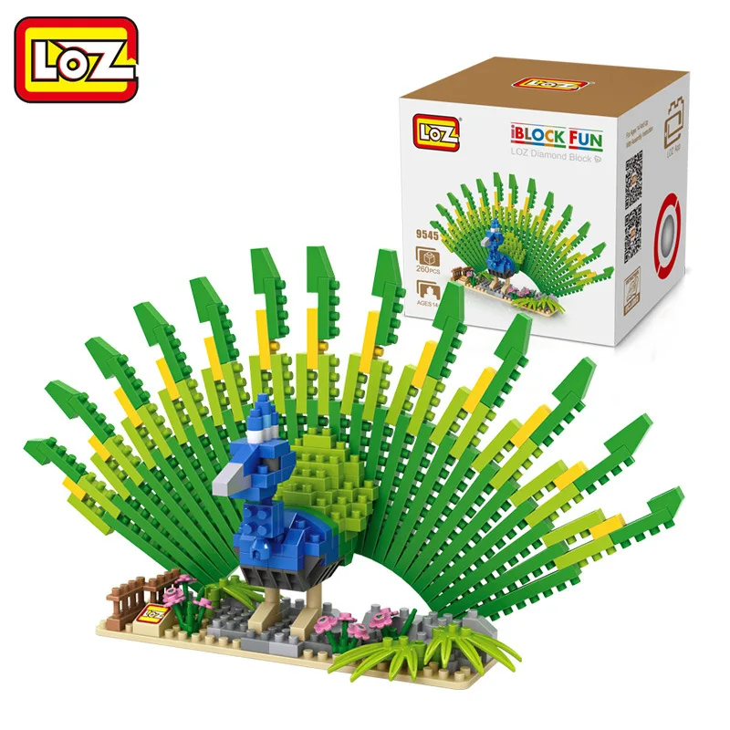 LOZ Educational Bricks Animal Peacock Building Blocks Action Toys