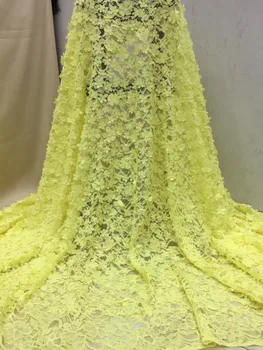 

2019 Embroidery 3D French Lace Fabric Tulle Lace Dress African Wedding