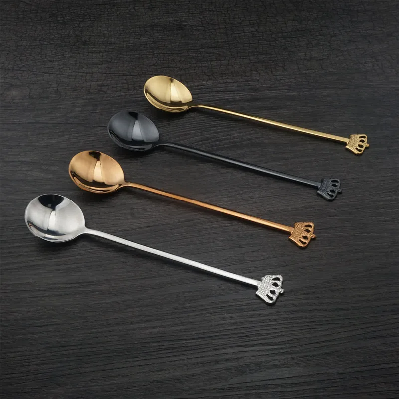 300pcs 304 Stainless Steel Coffee Spoon Crown Decor Handle Teaspoon