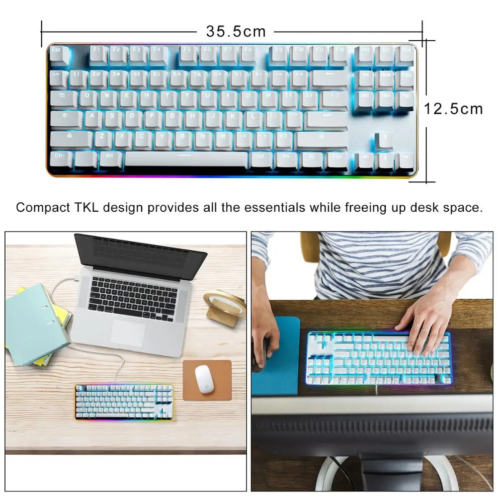 Механическая игровая клавиатура GANSS Rainbow RGB с подсветкой 87 клавиш технология Anti