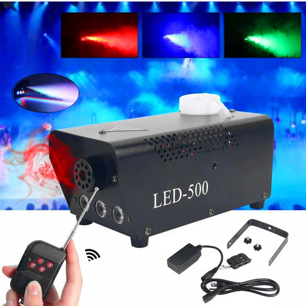 

Wireless Control 500W Fog Smoke Machine With RGB LED Lights/Remote Control Smoke Ejector/Party Stage Smoke Thrower/DJ LED Fogger