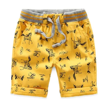 Cartoon Printed Horse Summer Boys Shorts Breathable Linen 100% Cotton Children Shorts For Girls 2-7 Years Kids Clothes 3