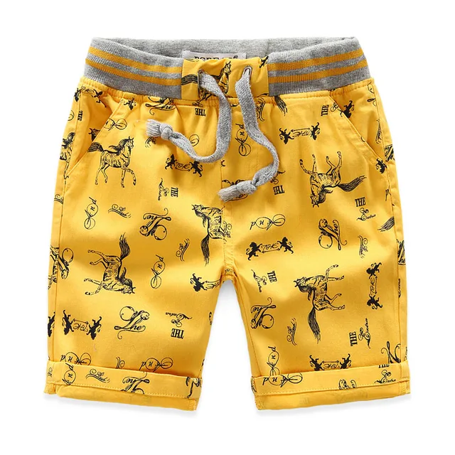 Cartoon Printed Horse Summer Boys Shorts Breathable Linen 100% Cotton Children Shorts For Girls 2-7 Years Kids Clothes 3