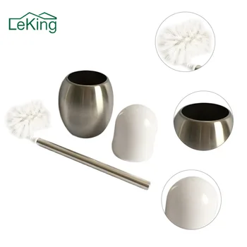 

LeKing 1set Portable Stainless Steel Toilet Brush Scrubber Single-Pole Cleaner Straight Clean Brush WC Toilet Brush Kit