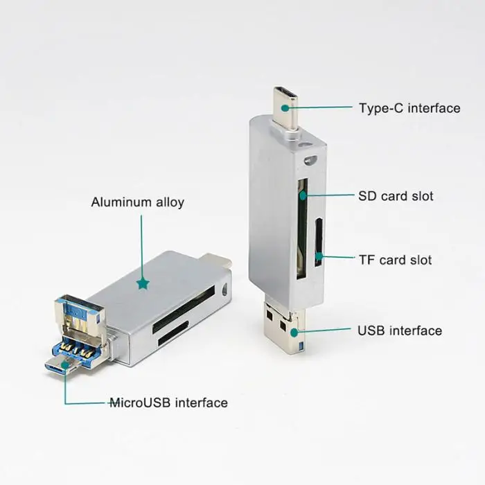 Micro SD считыватель карт OTG адаптер Тип C Micro USB SD/TF Card Reader для MacBook портативных ПК QJY99
