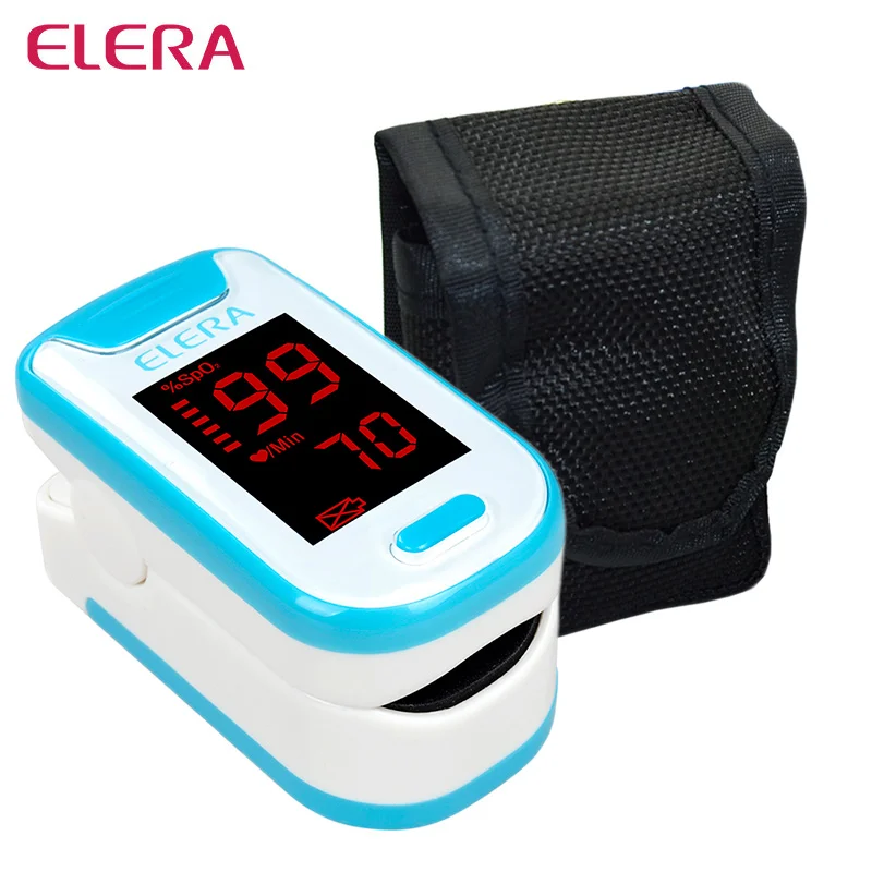 ELERA пульсоксиметр с сумкой прибор для измерения давления pulso de dedo светодиодный дисплей Saturometro Pulsioximetro 4 цвета здравоохранения - Цвет: blue with case