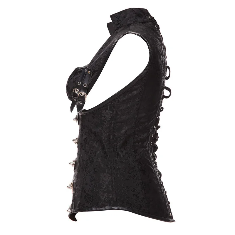 Black Spiral Steel Boned Steampunk Corset