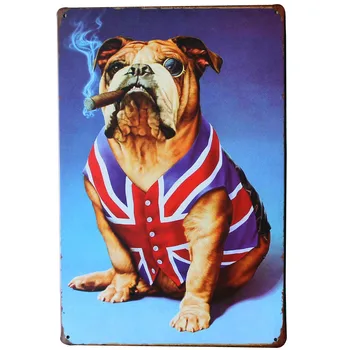 

Cute Smoking Dog Metal Tin Signs Vintage Iron Plate Painting Art Home Decor Poster For Bar Cafe Pub Wall Decoration 30x20cm A830
