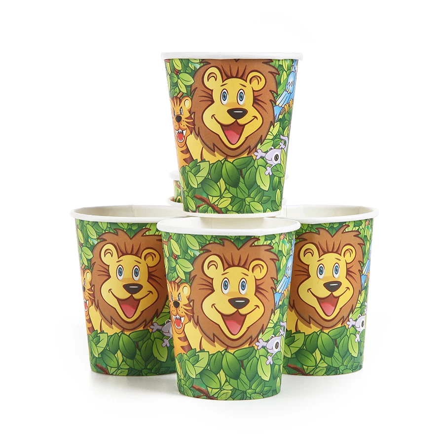 

6PCS/lot Wholesale Lion Theme Cup Party decorations Baby Happy Birthday wedding event party supplies for kids