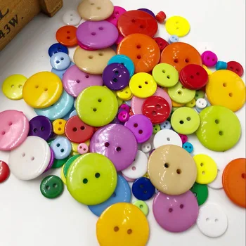 

50pcs 6/9/11/15/20/25mm Mix Color Overcoat Plastic Button 4 holes Craft Sewing PT183