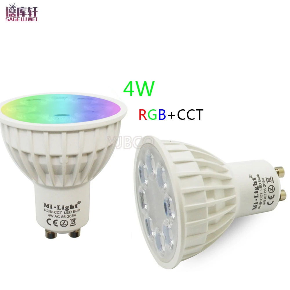 

Mi light 2.4G Wireless Remote 4W GU10 RGB+CCT LED Dimmable Mi light Led Bulb Led Spotlight Smart Led Lamp Lighting AC85-265V