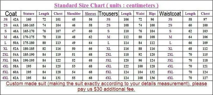 Mens Suit Size Chart India