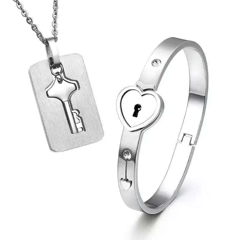 Титановая головоломка Пара Ключ-сердце, замок пара браслет ожерелье любовник