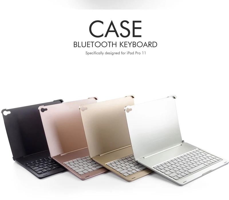 [NEW] Bluetooth keyboard Case for Apple iPad Pro 11.1",7-Color Backlit Aluminum Metal Wireless Keyboard with Smart Case Hard