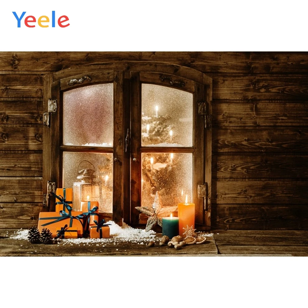 

Yeele Merry Christmas Party Window Snow Gift Tree Baby Kids Photo Background Custom Vinyl Photography Backdrop For Photo Studio