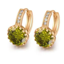 2019 femmes boucle d'oreille or jaune rempli-9mm rond fleur Zircon cerceau femmes fête boucles d'oreilles Oorbellen Voor Vrouwen(China)