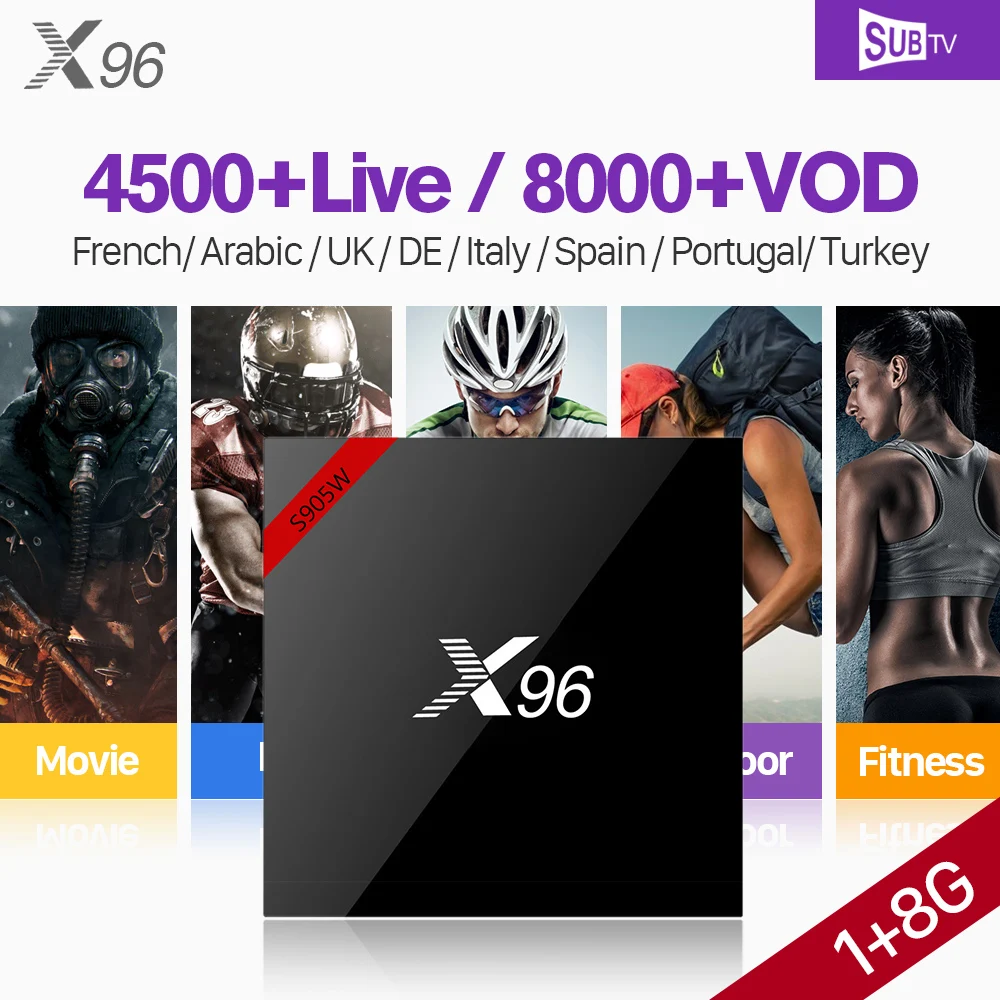 

X96W Android Smart Tv Box S905W SUBTV Code 1 Year With Iptv Subscription Europe 4k Full HD French Arabic Italy UK Portugal Iptv