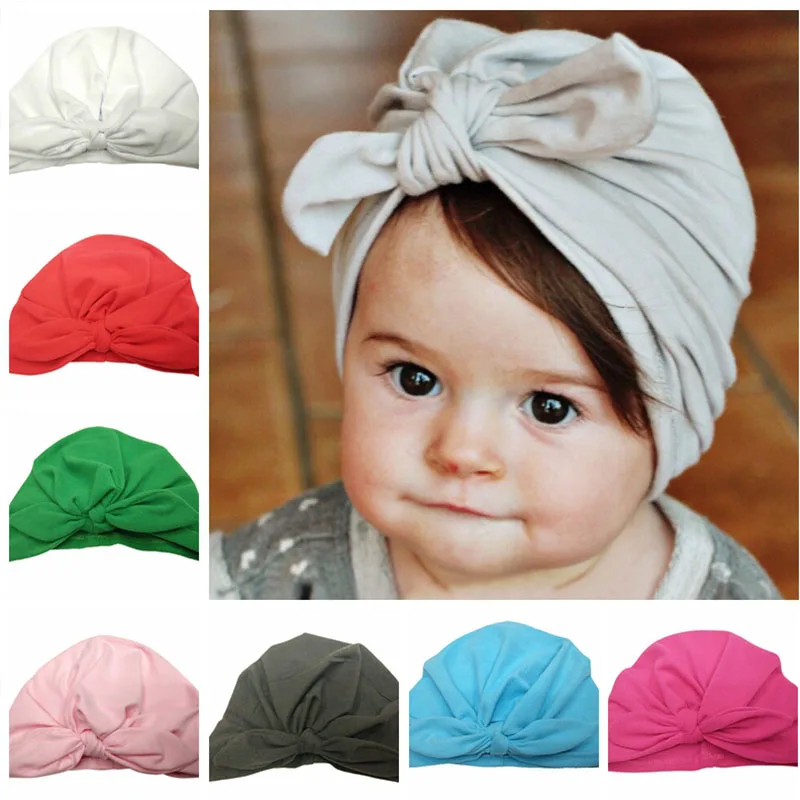 

Baby Hats Rabbit Ears Beanie Hat Lovely BowKnot Cotton Turban Caps Spring Children Kids Headwear Hair Accessories For Women