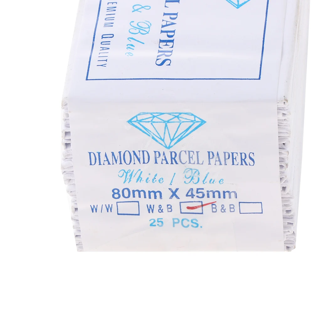 25 Pieces Diamond Parcel Papers Blue and White 80 x 45mm Jewelry Supplies