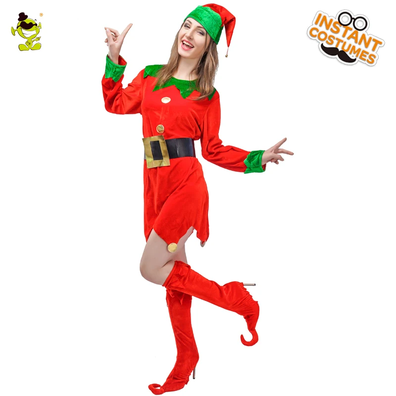 Женские рождественские костюмы с изображением эльфа дамы Santa's Little Helper