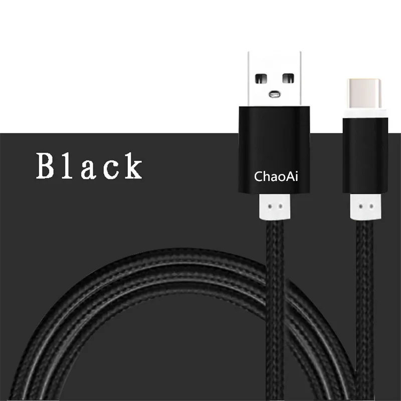 

Type-c Phone Extended Data Line USB Fast Charging Nylon Braid Millet Mobile Phone 2A Charge Wire Gold Black White 2019