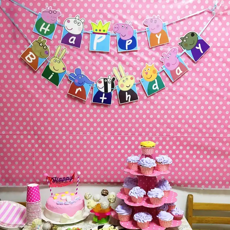 1 Set Mignon Peppa Pig Petit Drapeaux Drole D Anniversaire Drapeau Animal De Bande Dessinee Joyeux Anniversaire Parti Decorations Aliexpress