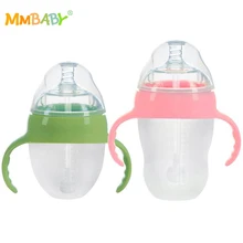 MMBABY 150 ml Boca Larga Garrafas de Leite Do Bebê Recém-nascido Infantil de Silicone do Tipo Arco Beber Garrafas de Alimentação Enfermagem