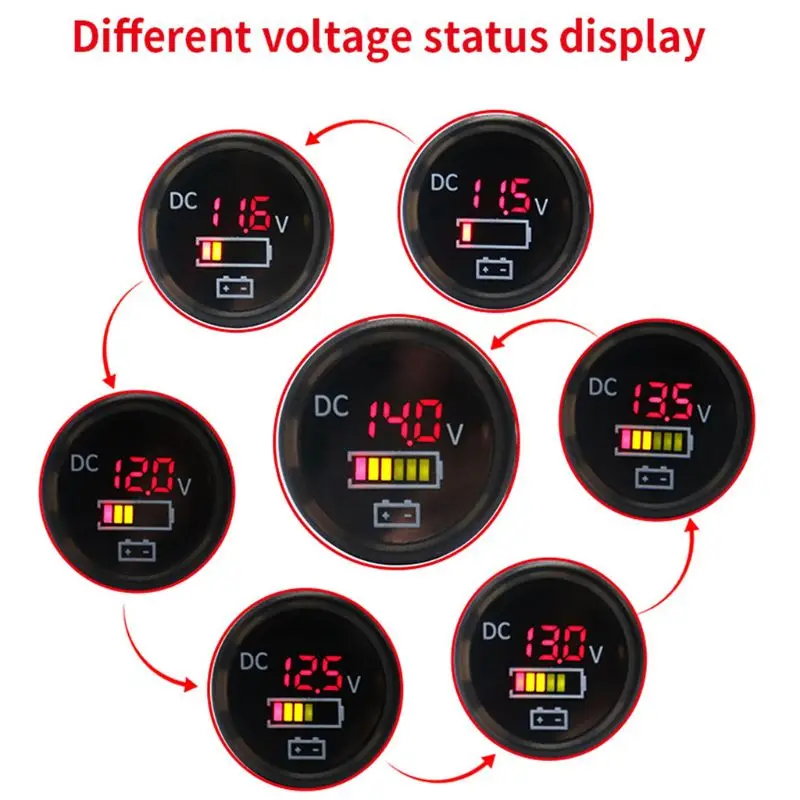 DC 12 V/24 V автомобиль Лодка аккумулятор вольтметра монитор IP67 Водонепроницаемый светодиодный Напряжение датчик