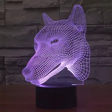 Free Ship 7 Multi Color Changing Hunting Dog 3D LED Night Light USB LED Decorative Table Lamp Desk Lighting
