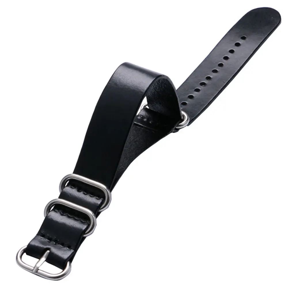 

18/20/22mm Black/Khaki Color One Piece Genuine Leather Watch Band Pin Buckle Watches Replacement Bracelet Men Women Strap