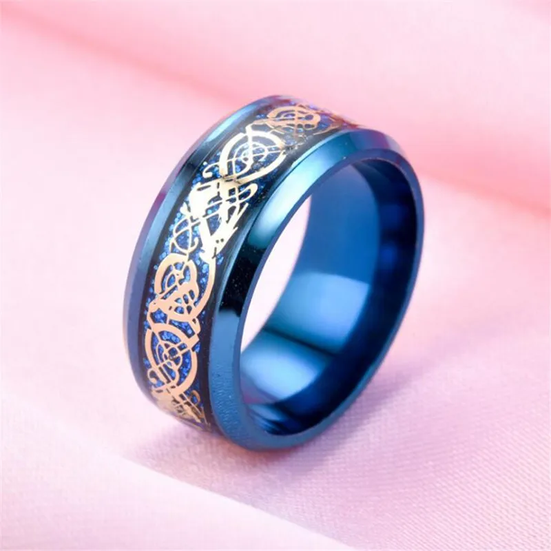 12 цветов синий черный посеребрение ирландский Дракон Титан карбида кольцо 8 мм обручальные кольца пара юбилей ювелирные изделия
