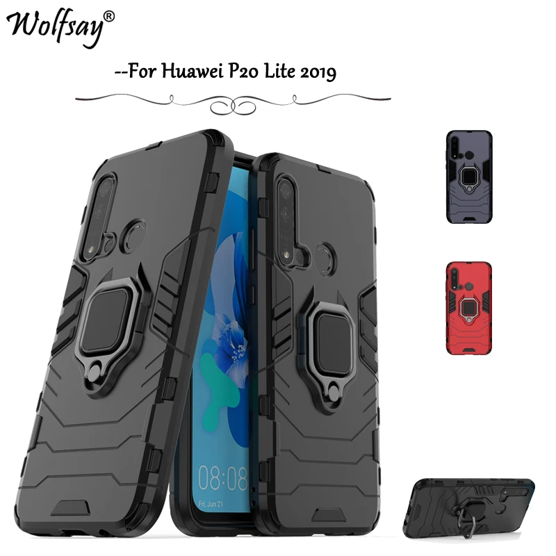 Чехол для huawei P20 Lite 2019 противоударный бронированный силиконовый чехол Жесткий ПК