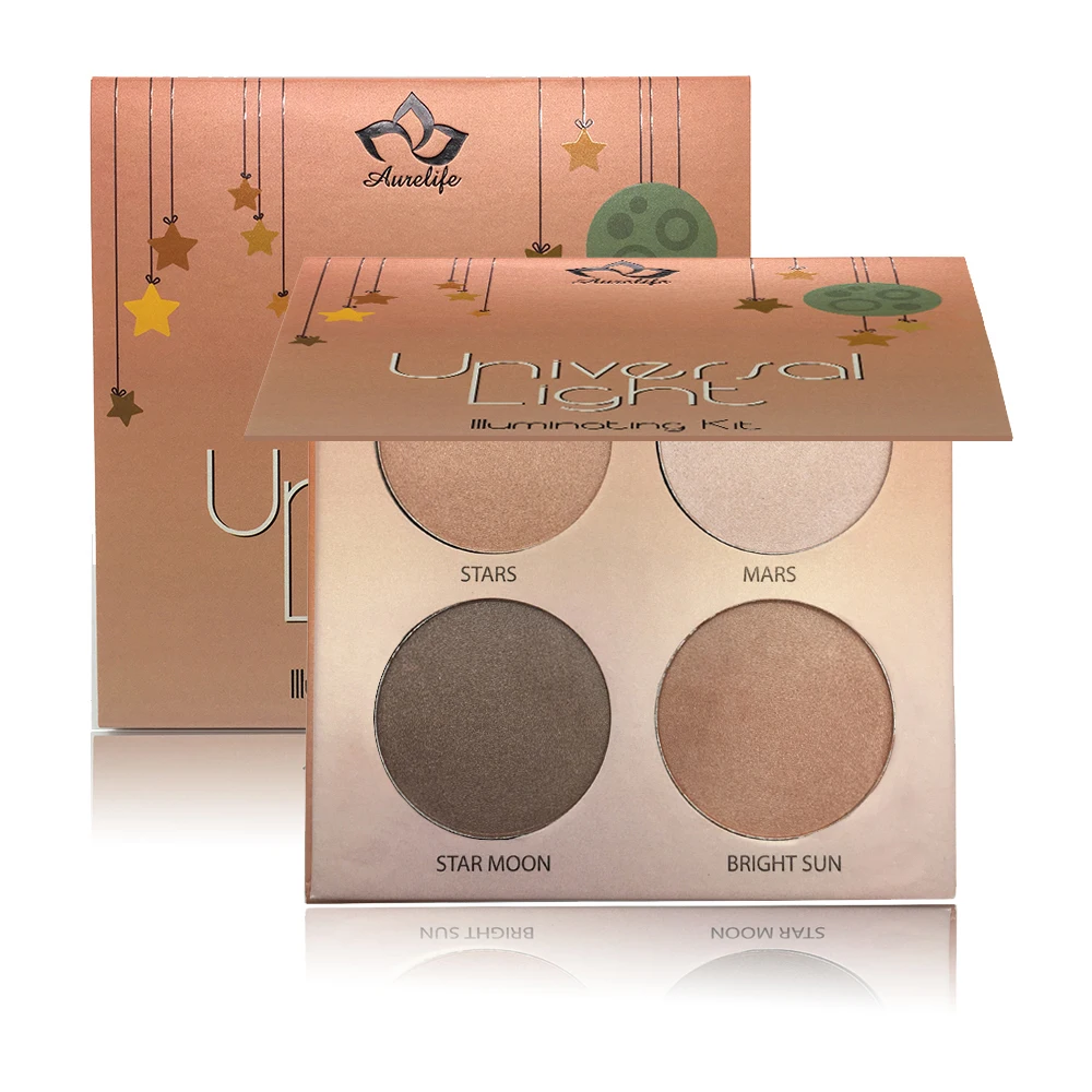 Aurelife 4 цвета Shimmer Glow Contour Kit Осветляющий Макияж Косметика телесный порошок Прямая поставка