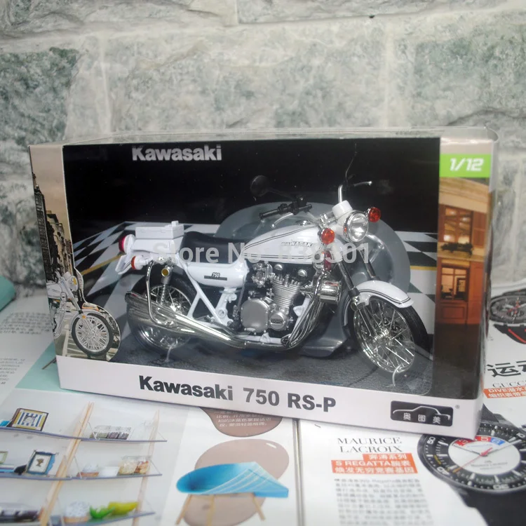 Абсолютно новые 1/12 масштабные игрушки, модели мотоциклов Kawasaki 750 RS-P мотоцикл литая металлическая модель игрушки для подарка/коллекции