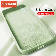 ของเหลวซิลิโคนสำหรับ iPhone 7 8 Plus XS Max XR กรณีกลับนุ่มสำหรับโทรศัพท์ iPhone XS X 8 7 Plus(China)