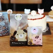 50 unidades/pacote filhote de cachorro gatinho padrão cookie saco auto-adesivo à prova de umidade doces biscoitos sacos de plástico festa de casamento saco de presente