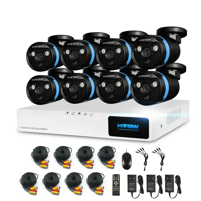 H.View Security Camera System 8ch CCTV System 8 x 1080P CCTV Camera 2.0MP Camera Surveillance System Kit Camaras Seguridad Home