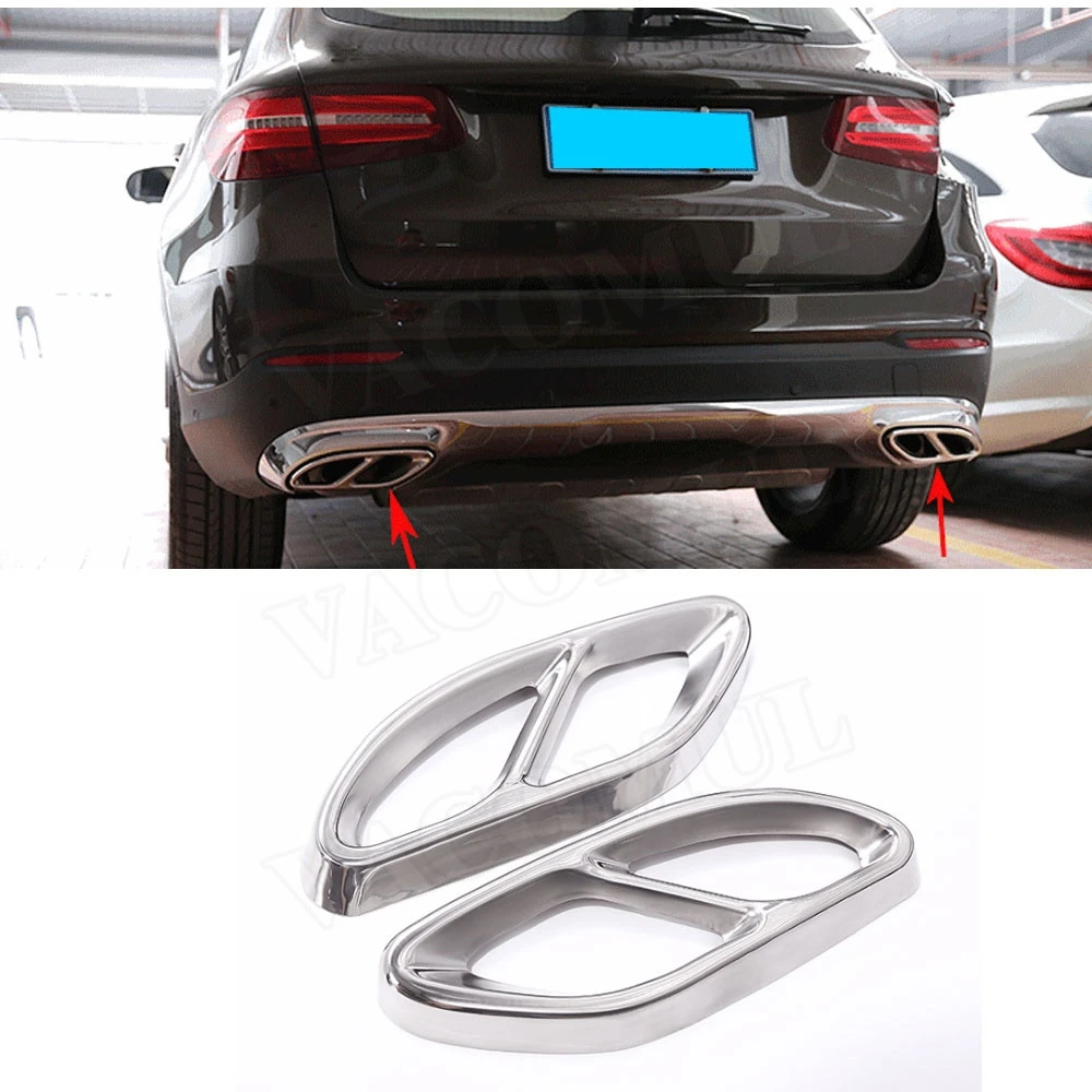 

Exhaust Muffler Cover Header Trims Frame For Benz A B C E Class GLC GLS GLE 2014-2017 Two Outlet Pipe External Decoration