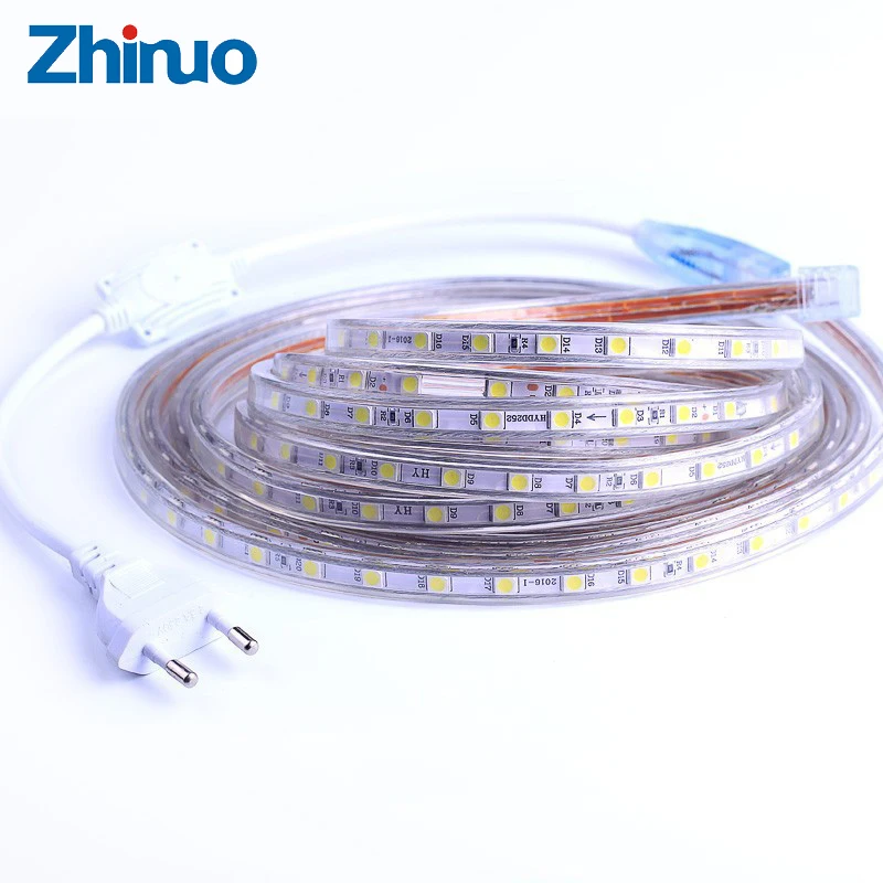 2020 SMD 5050 AC220V Светодиодные ленты гибкий светильник 60 светодиодов/m